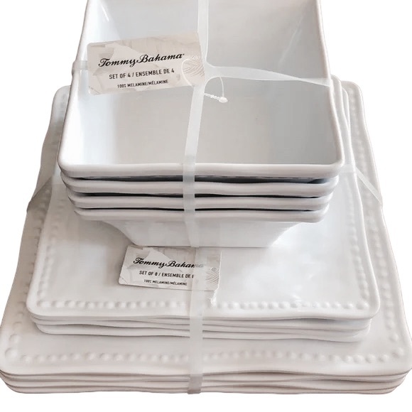 Tommy Bahama Dining Tommy Bahama Melamine Hobnail Square 2 Piece Dinner Set New Poshmark